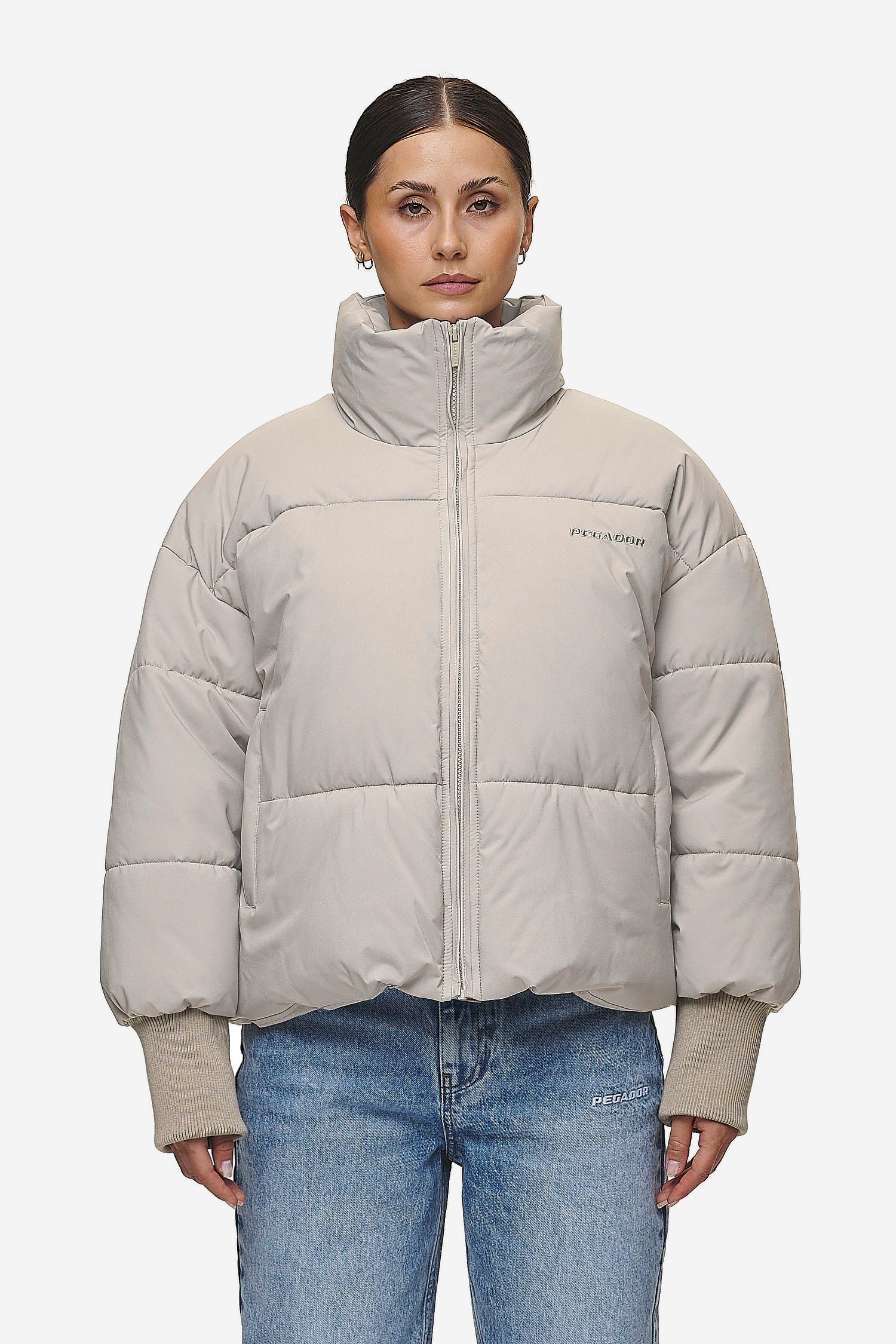 Oversized puffer jacket beige online