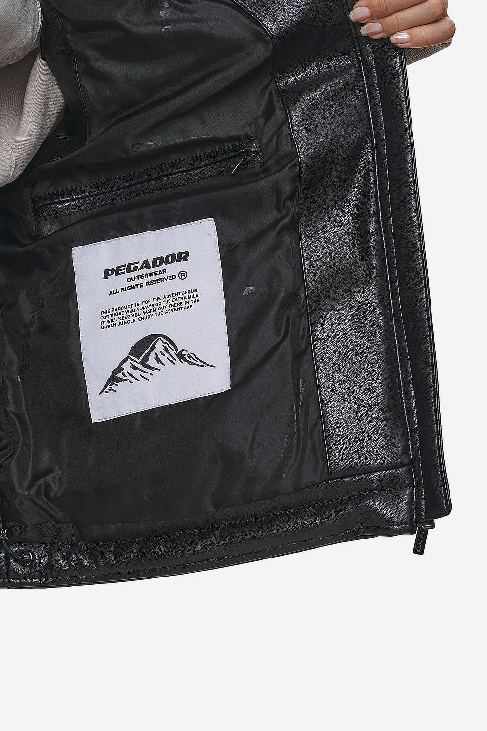 Priory Faux Leather Puffer Vest Metal Logo Black – PEGADOR®
