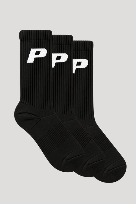 P Logo Socks Black White (3 Pack)