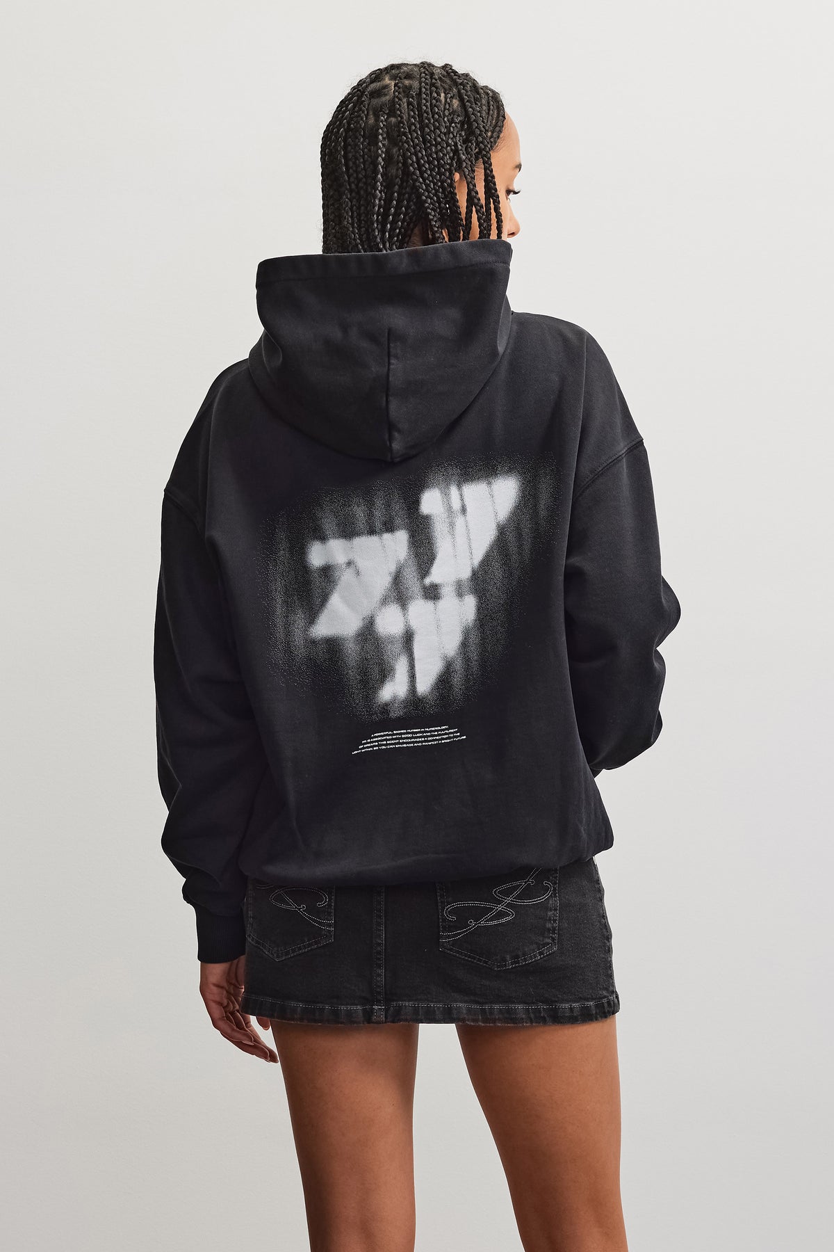 Suta Oversized Hoodie Vintage Black - XS
