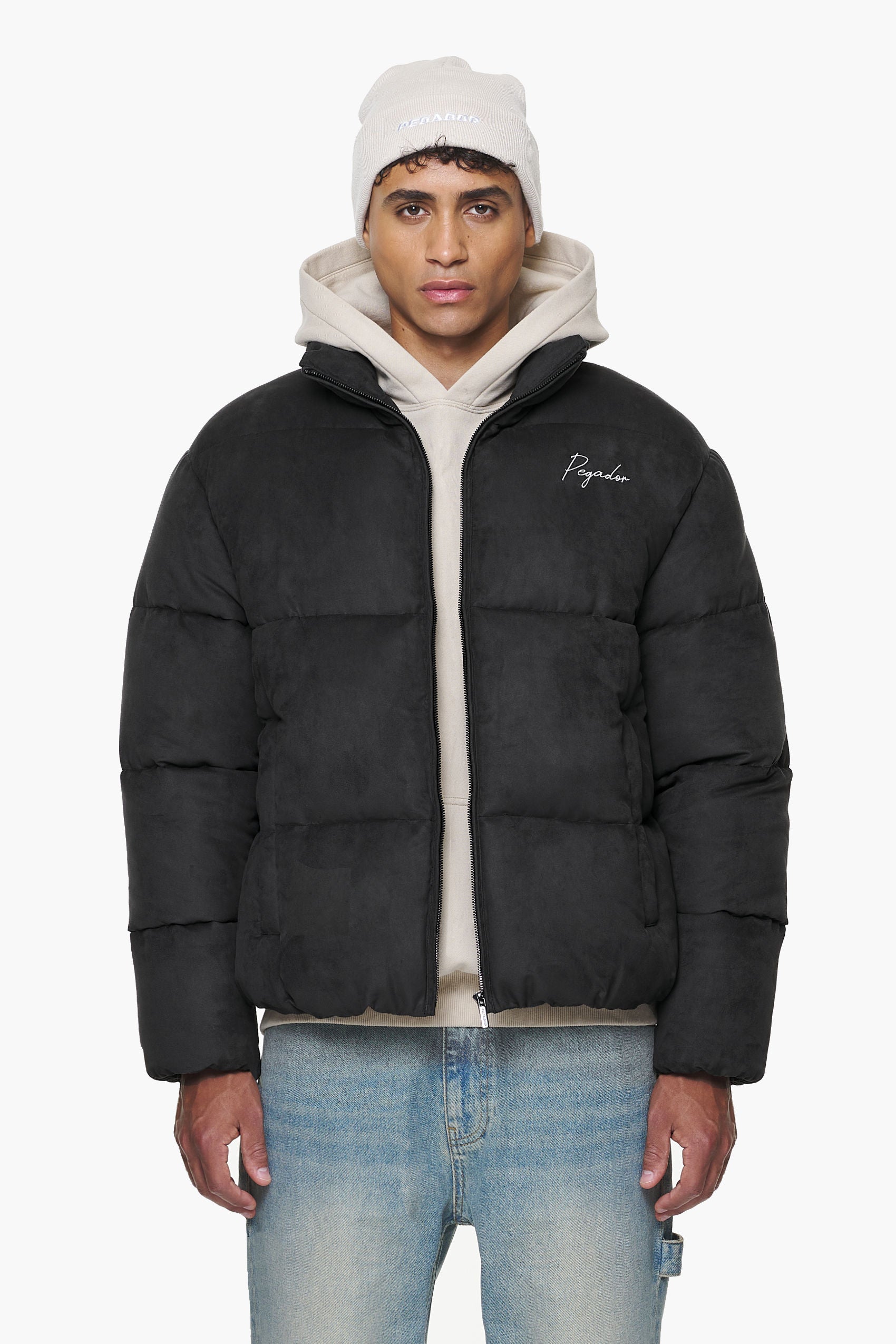 Black puff jacket men online