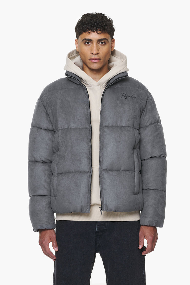 Pegador Neum Suede Puffer Jacket Dark Grey