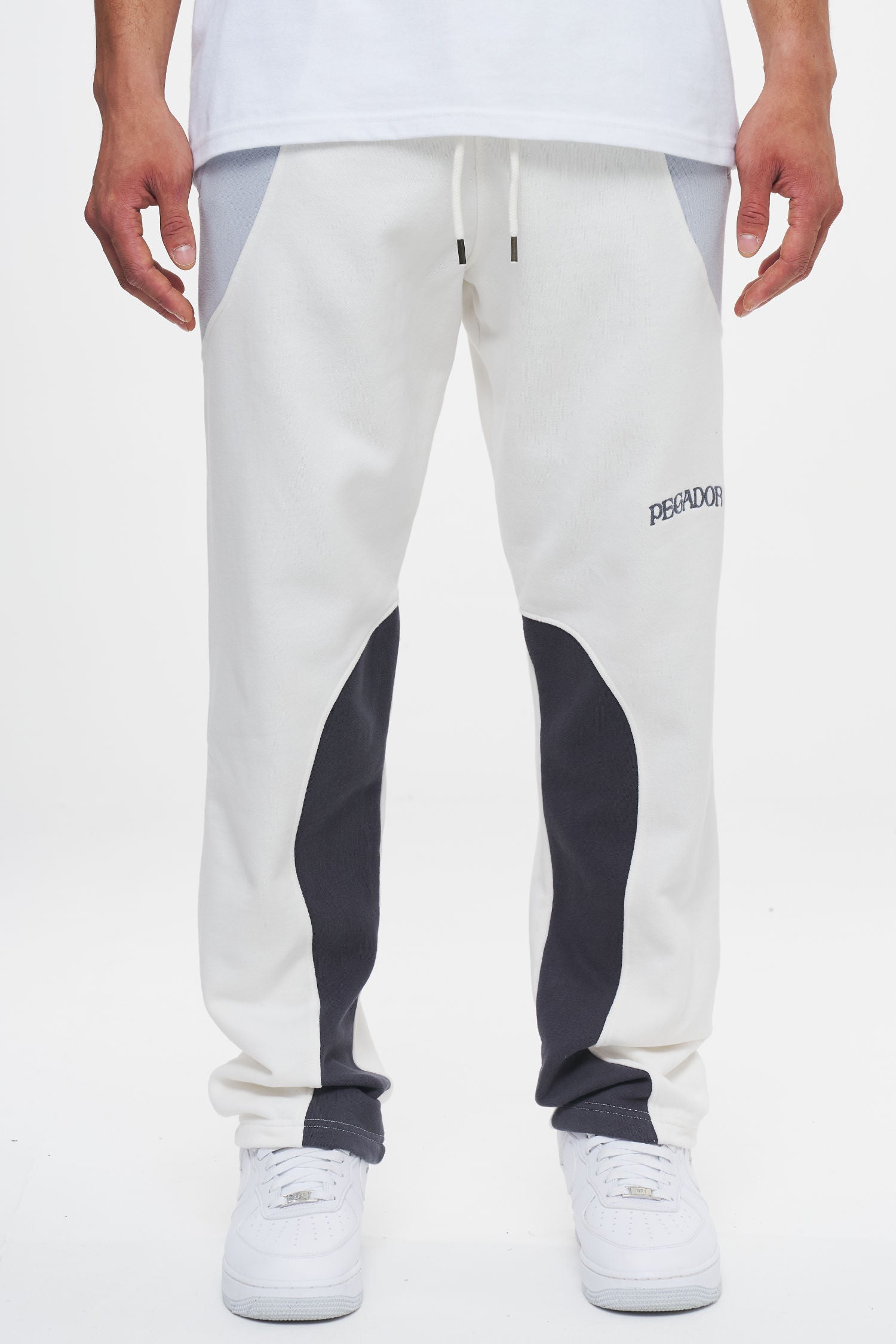 Miskin Patchwork Wide Sweat Pants Washed Bright White Sea Ice Bottoms | Men Ahead of Time Male 