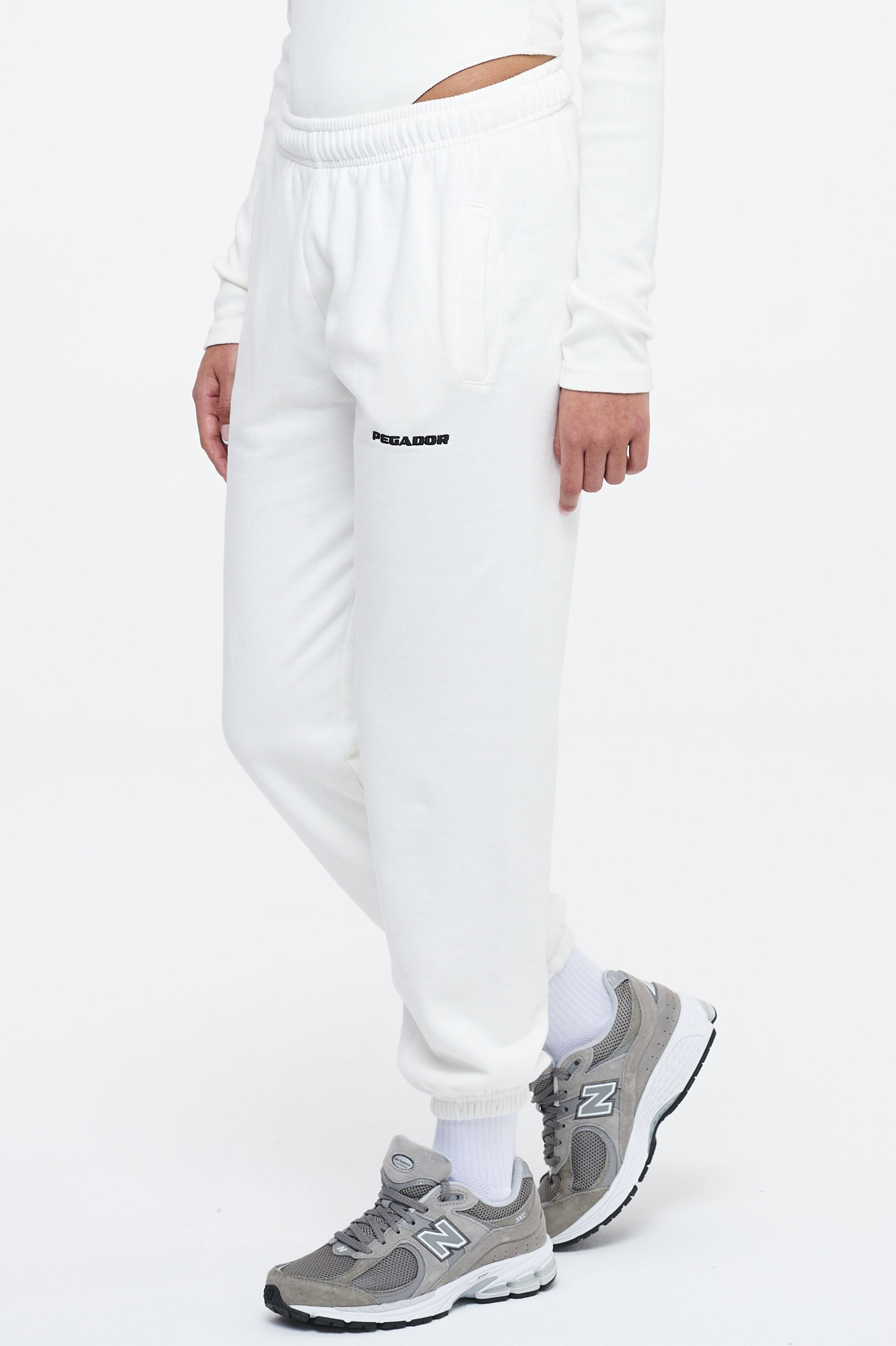 Grace High Waisted Sweat Pants Washed Bright White Bottoms | Women Cold Hearted | Female 
