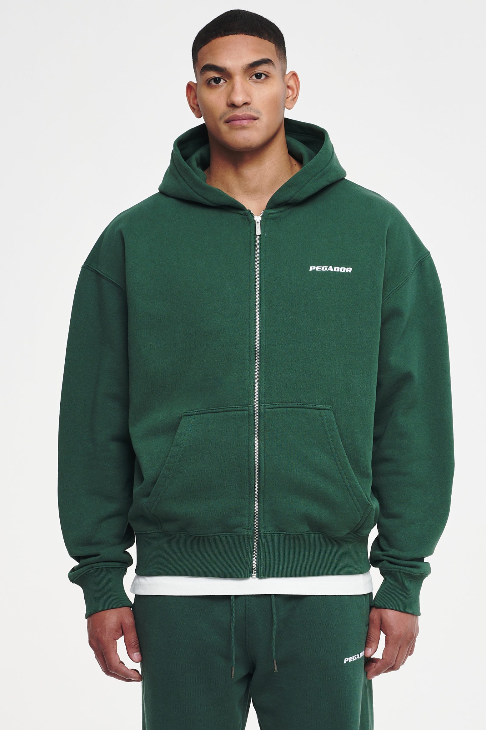 Logo Oversized Sweat Jacket Washed Forest Green Hoodies | Men Cold Hearted | Male 