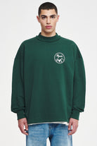 Edina Oversized Longsleeve Washed Forest Green Sweater | Men Cold Hearted | Male 
