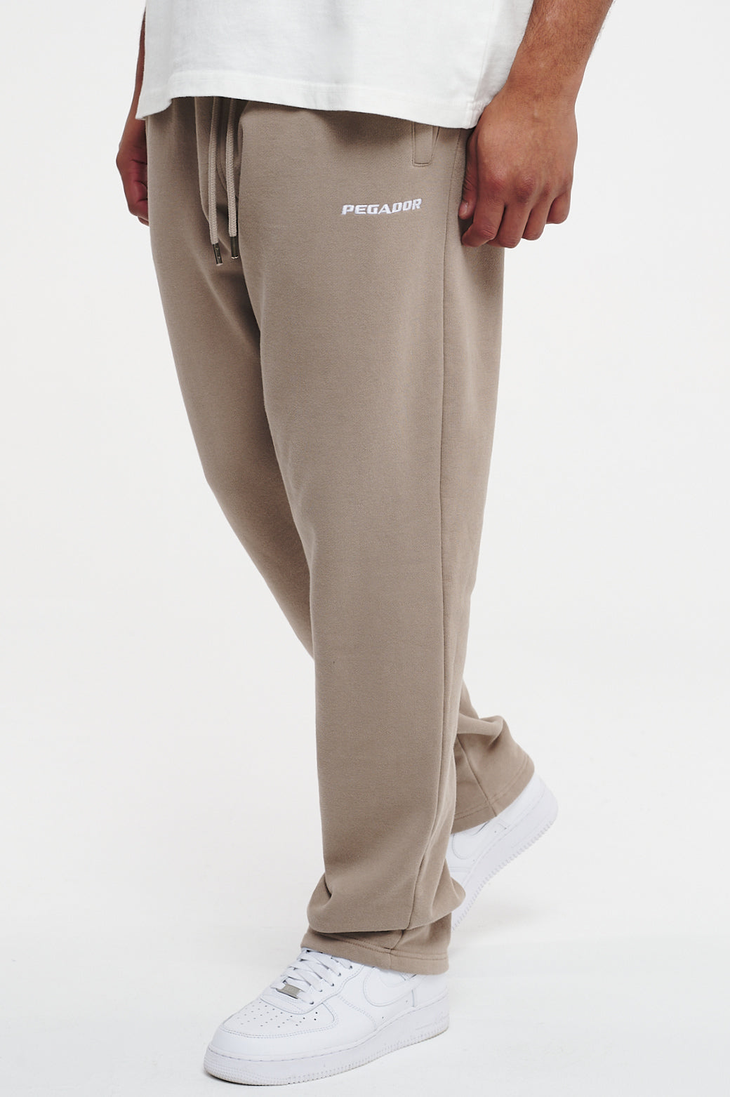 Logo Wide Sweat Pants Washed Taupe Bottoms | Men Cold Hearted | Male 