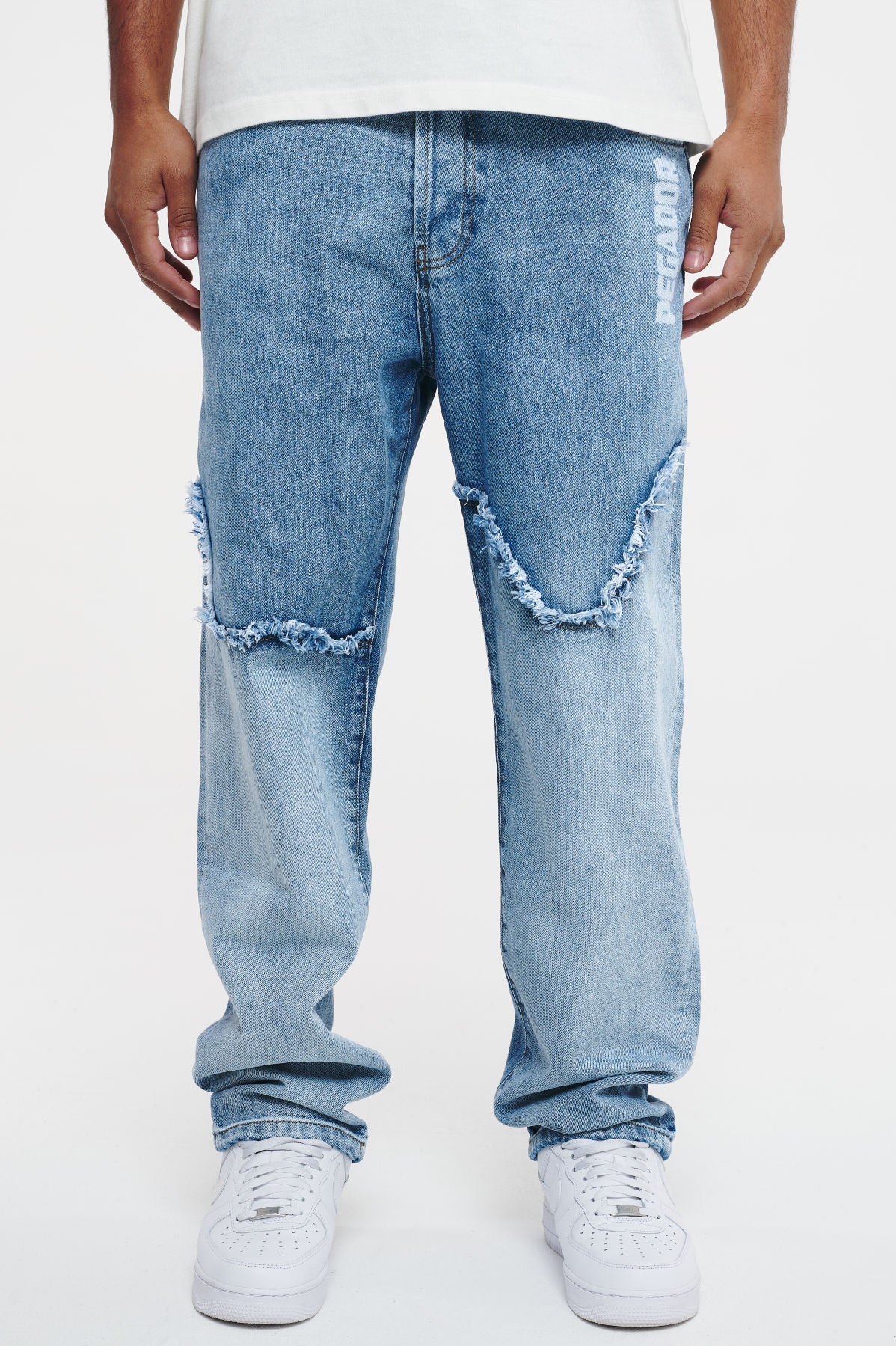 Bolger Baggy Patchwork Jeans Washed Light Blue Sky Jeans | Men Cold Hearted | Male 