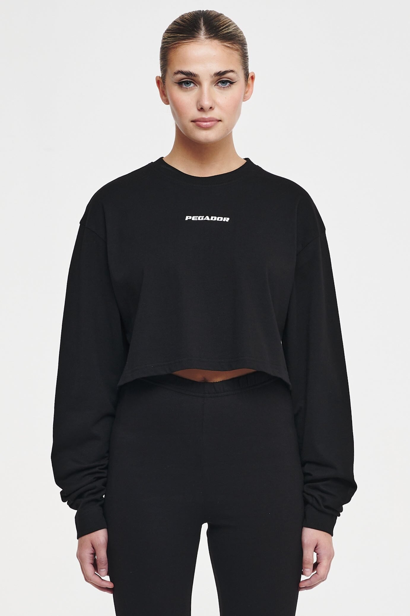 Lucy Cropped Long Sleeve Black Sweater | Women Cold Hearted | Female 