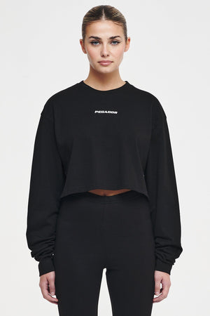 Lucy Cropped Long Sleeve Black Sweater | Women Cold Hearted | Female 