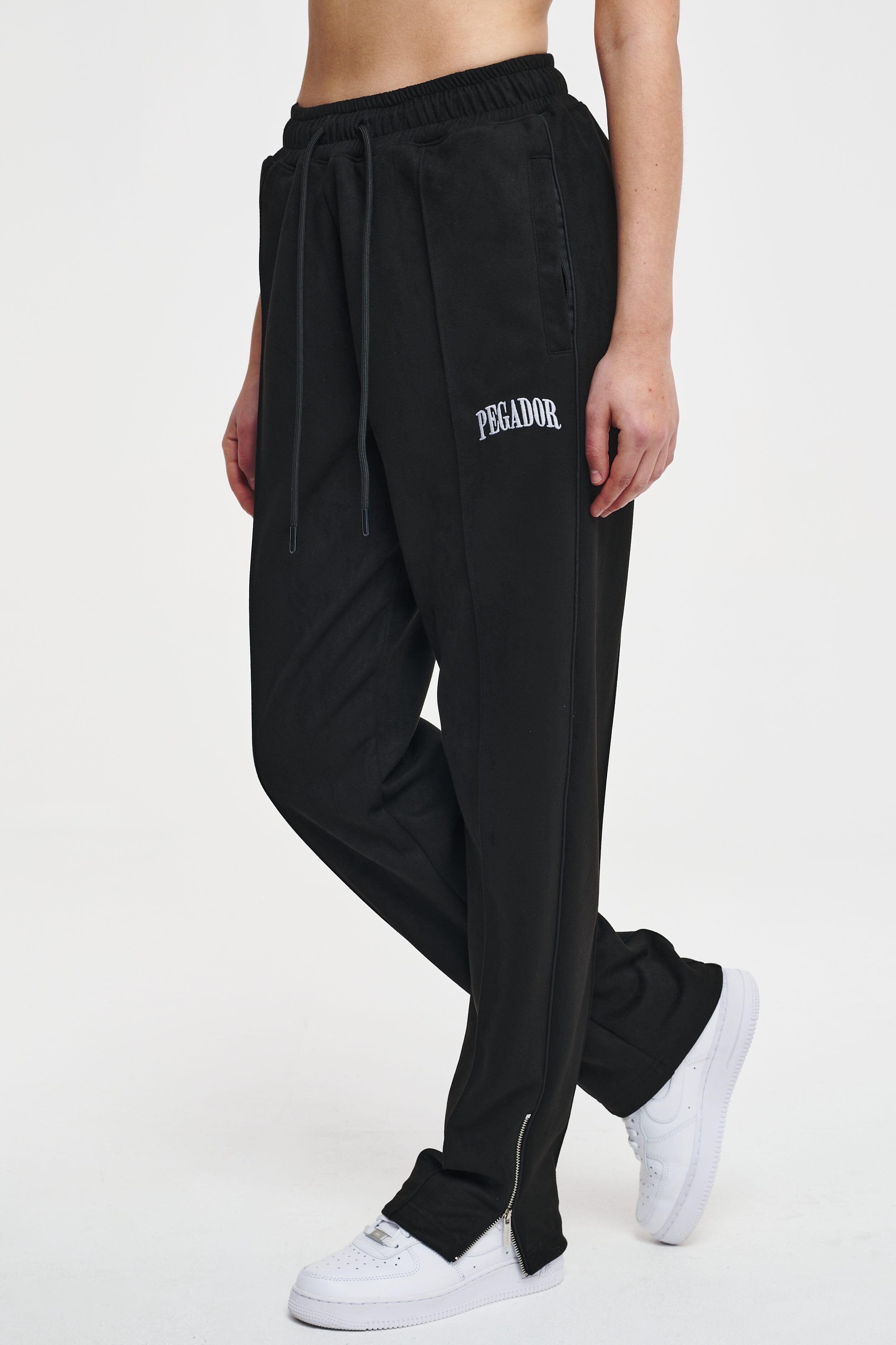 Christie Suede Wide Track Pants Black Bottoms | Women Cold Hearted | Female 