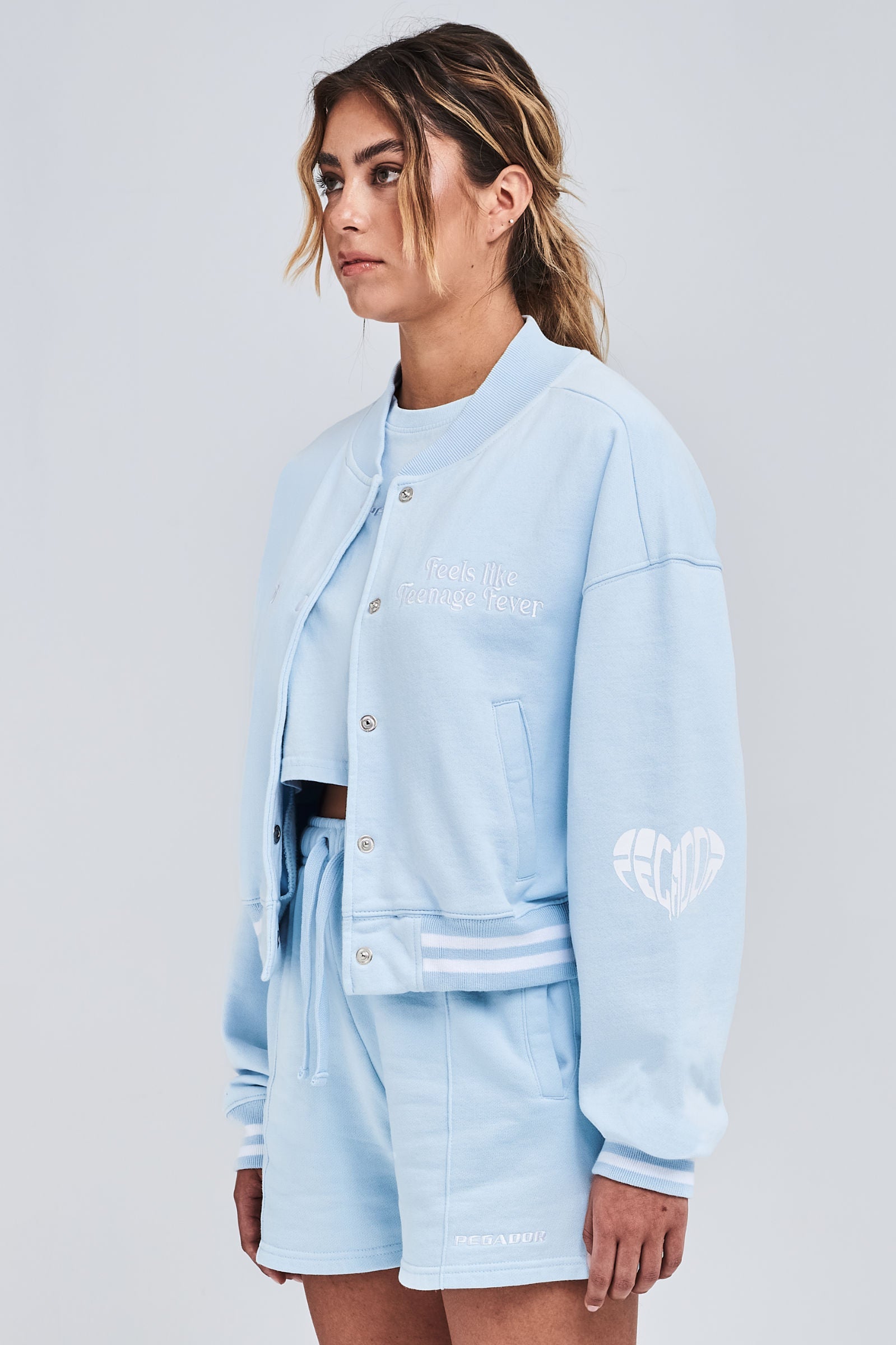 Doral Oversized Cropped Varsity Jacket Washed Ice Blue Jackets | Women Modern Reality Women 
