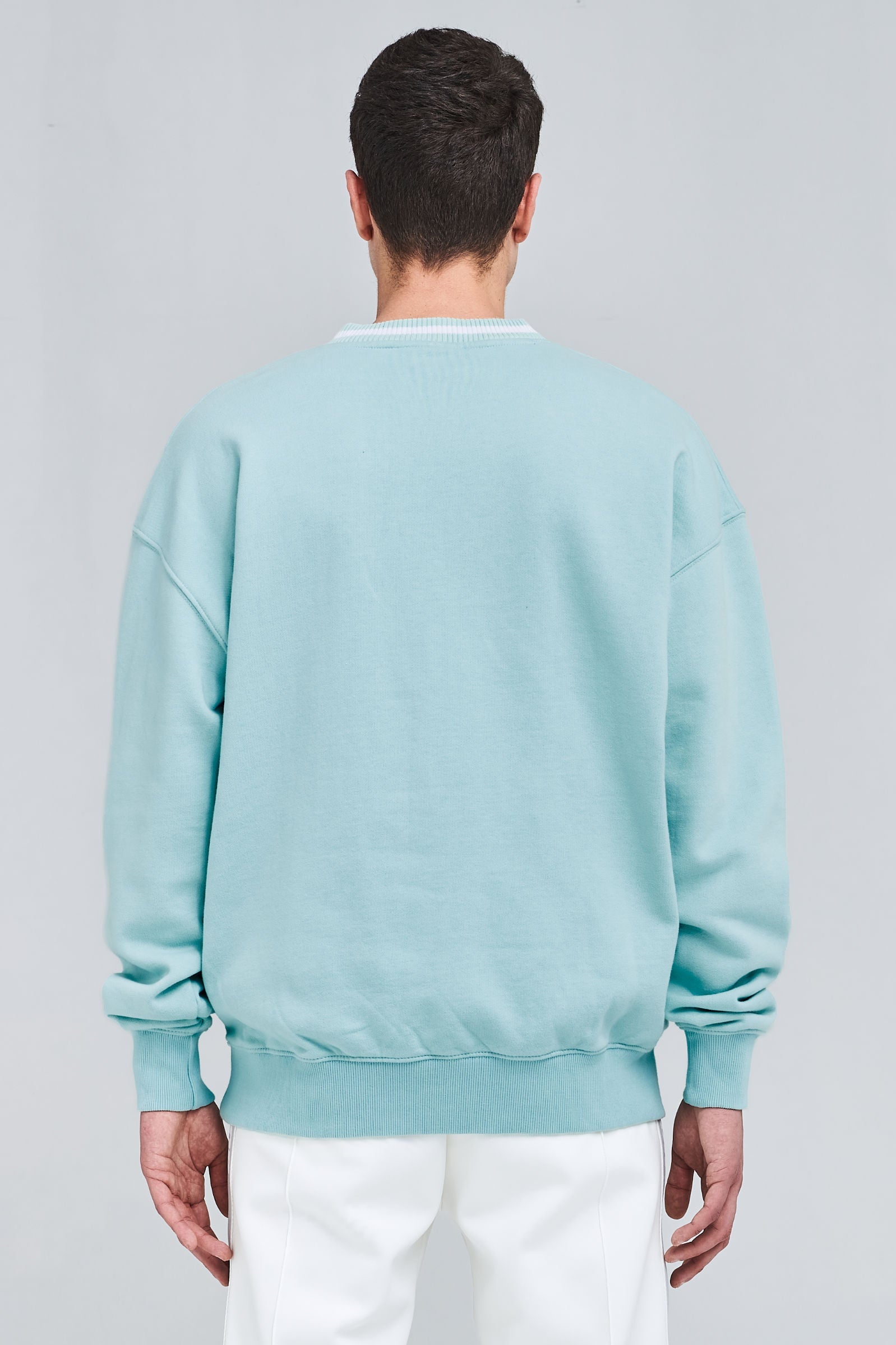 Joliet Oversized Sweater Washed Turquoise White Sweater | Men Modern Reality Men 