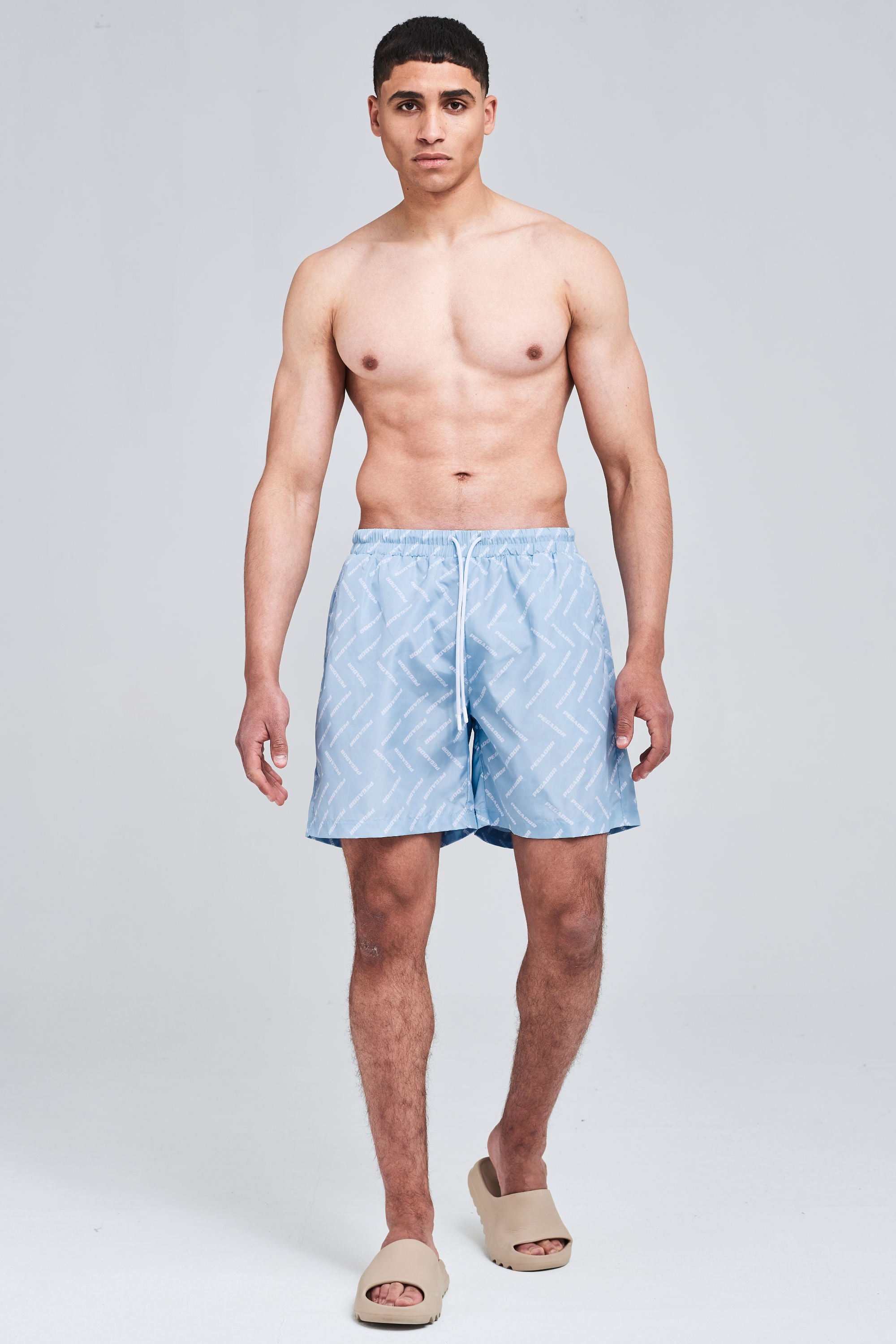 Kermint Monogramm Swim Shorts Aqua White Shorts | Men Modern Reality Men 