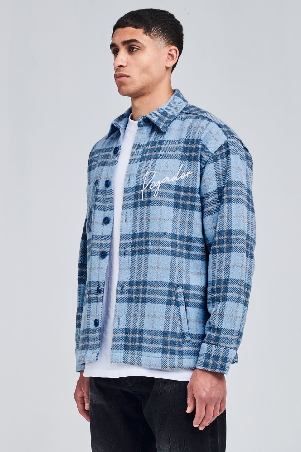 Flato Logo Embroidery Heavy Flannel Shirt Aqua Flannels | Men Modern Reality Men 