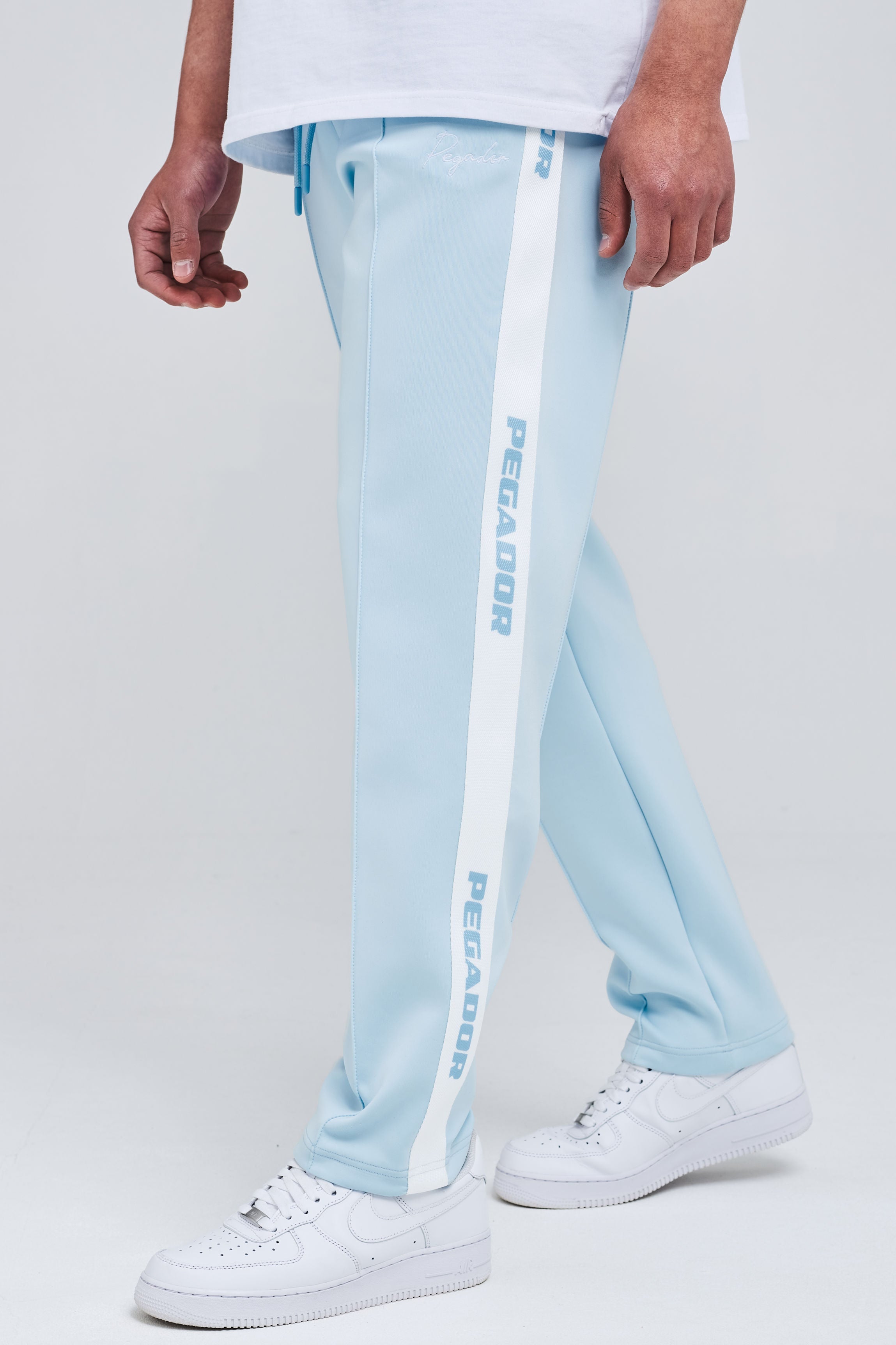 Wide Track Pants Aqua Bright White Bottoms | Men Modern Reality Men 