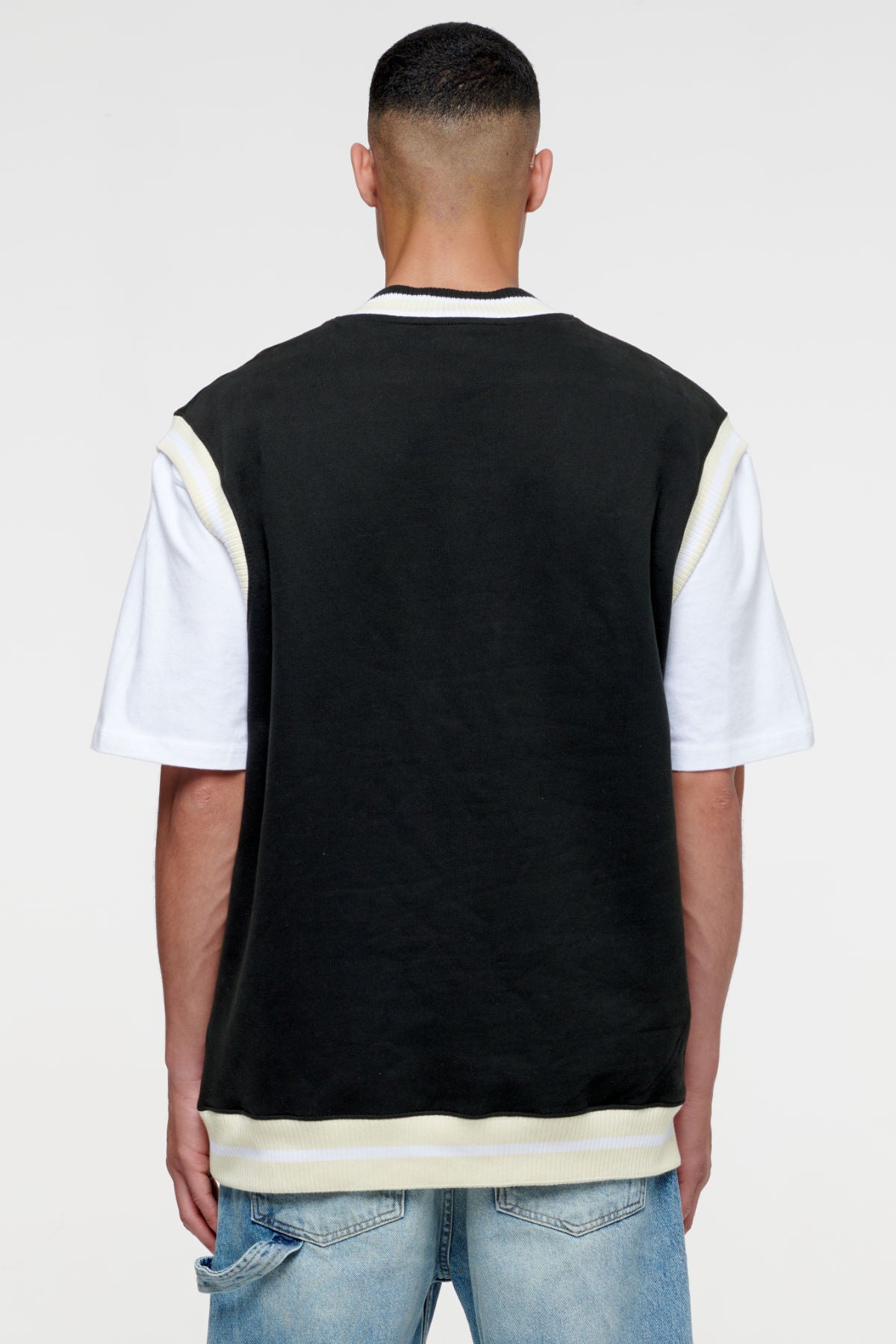 Tomball Oversized Sweater Vest Washed Phantom Black Cornsilk Sweater | Men No Role Model Men 