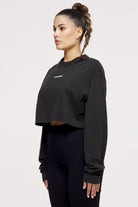 Lucy Cropped Long Sleeve Washed Phantom Black Tees | Women No Role Model Female 