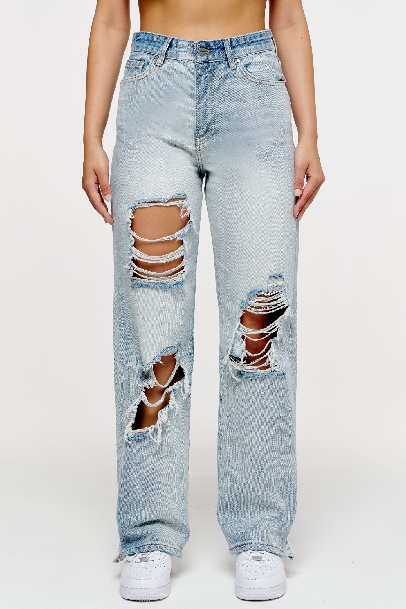 Tracy Distressed Wide Jeans Light Blue Jeans | Woman No Role Model Female 
