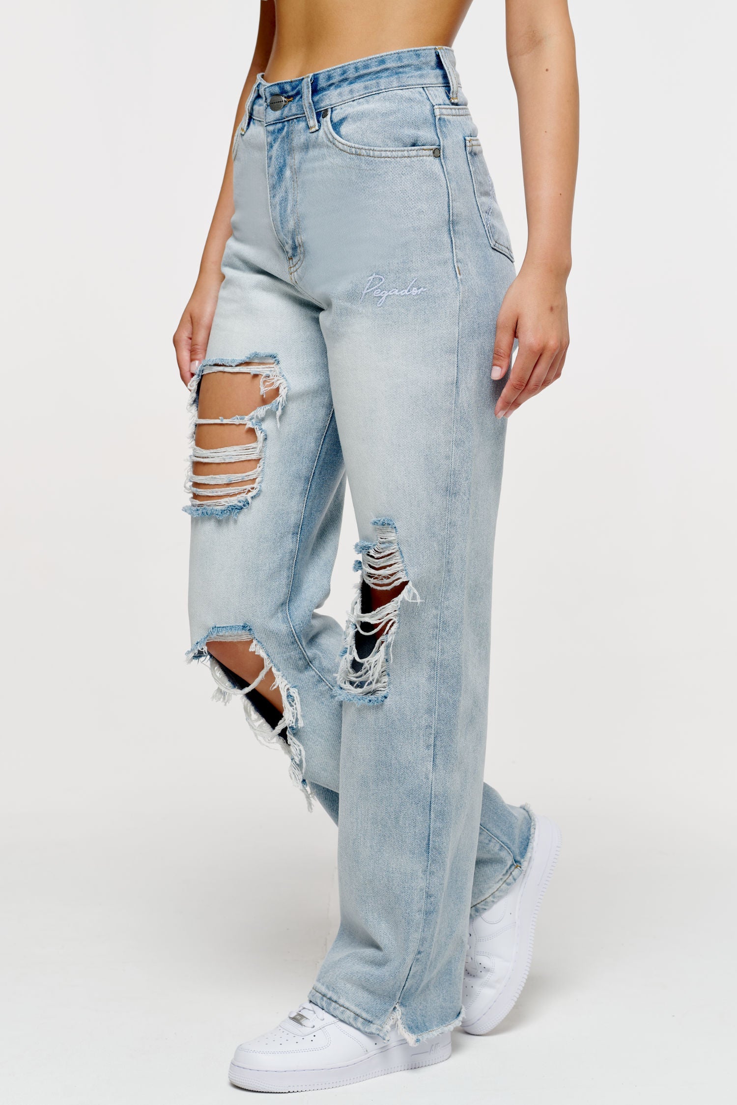 Tracy Distressed Wide Jeans Light Blue Jeans | Woman No Role Model Female 