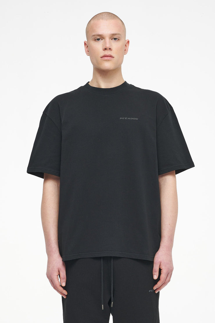 Pegador Logo Oversized Tee Vintage Washed Black Ink Gum