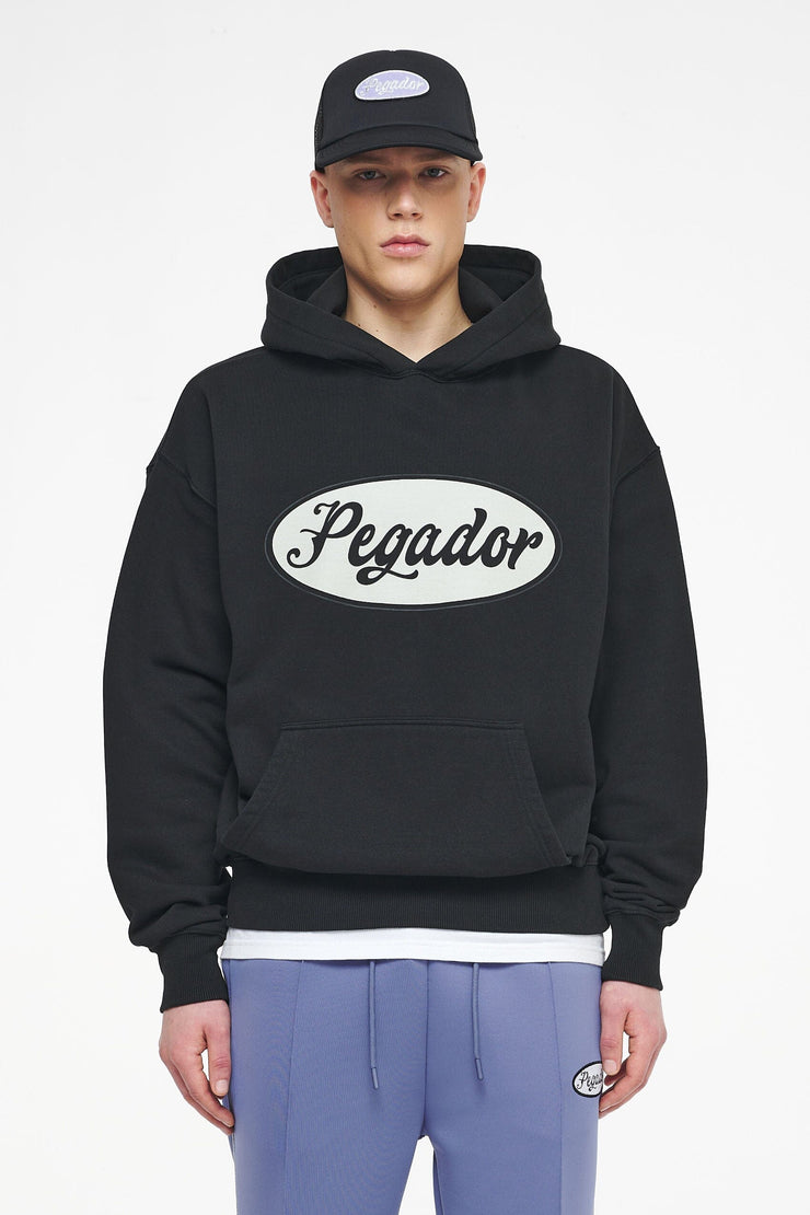 Pegador West Oversized Hoodie Vintage Washed Black Ink White