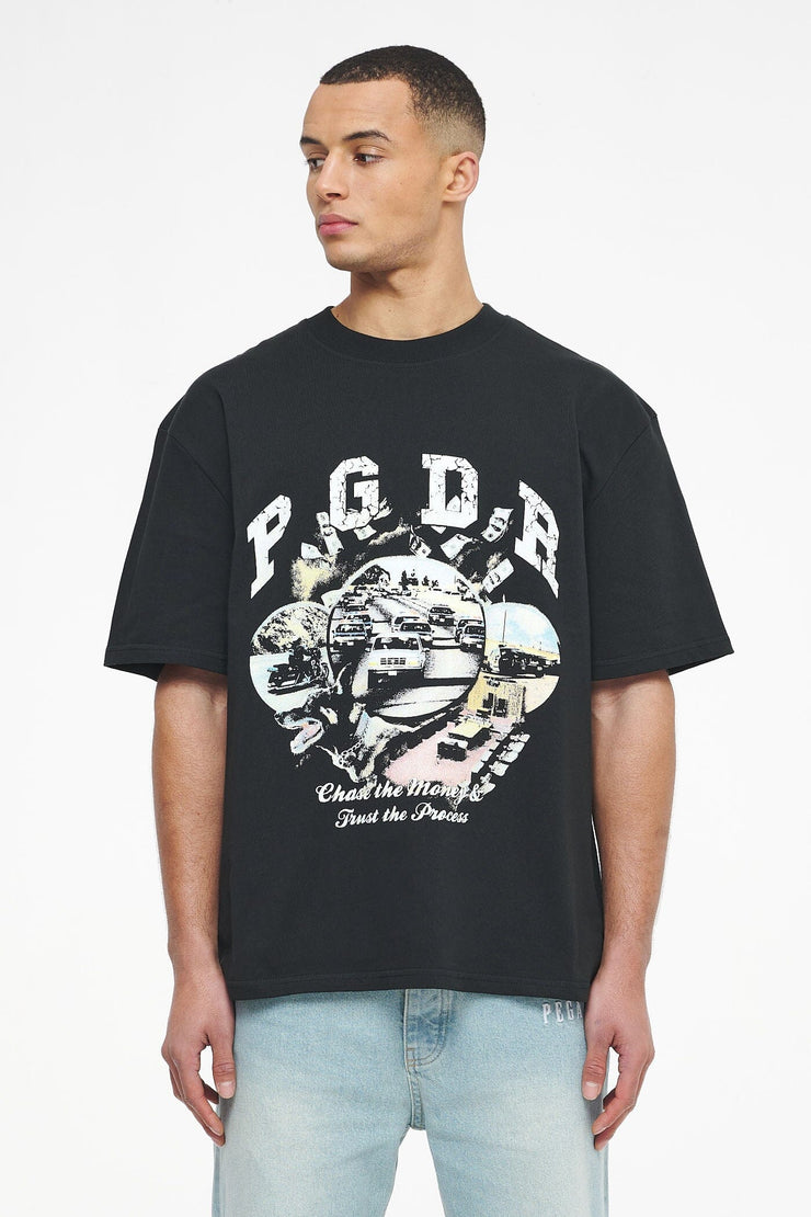 Pegador Reid Oversized Tee Vintage Washed Black Ink