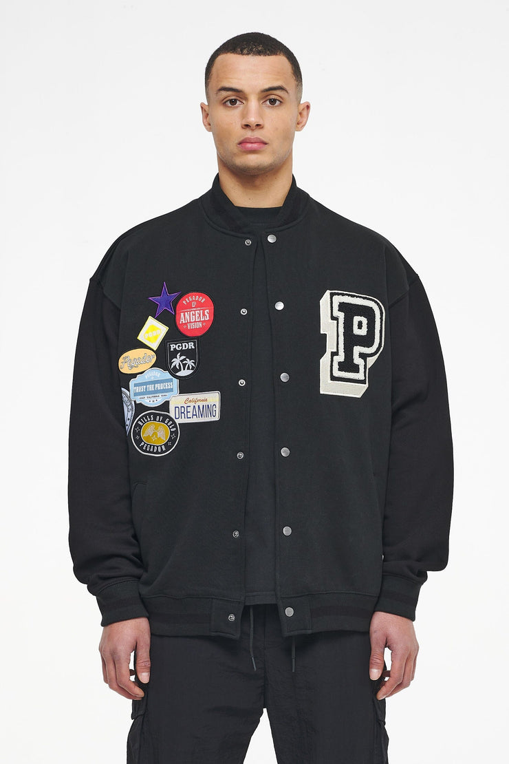 Pegador Whitney Varsity Jacket Washed Black Ink Black