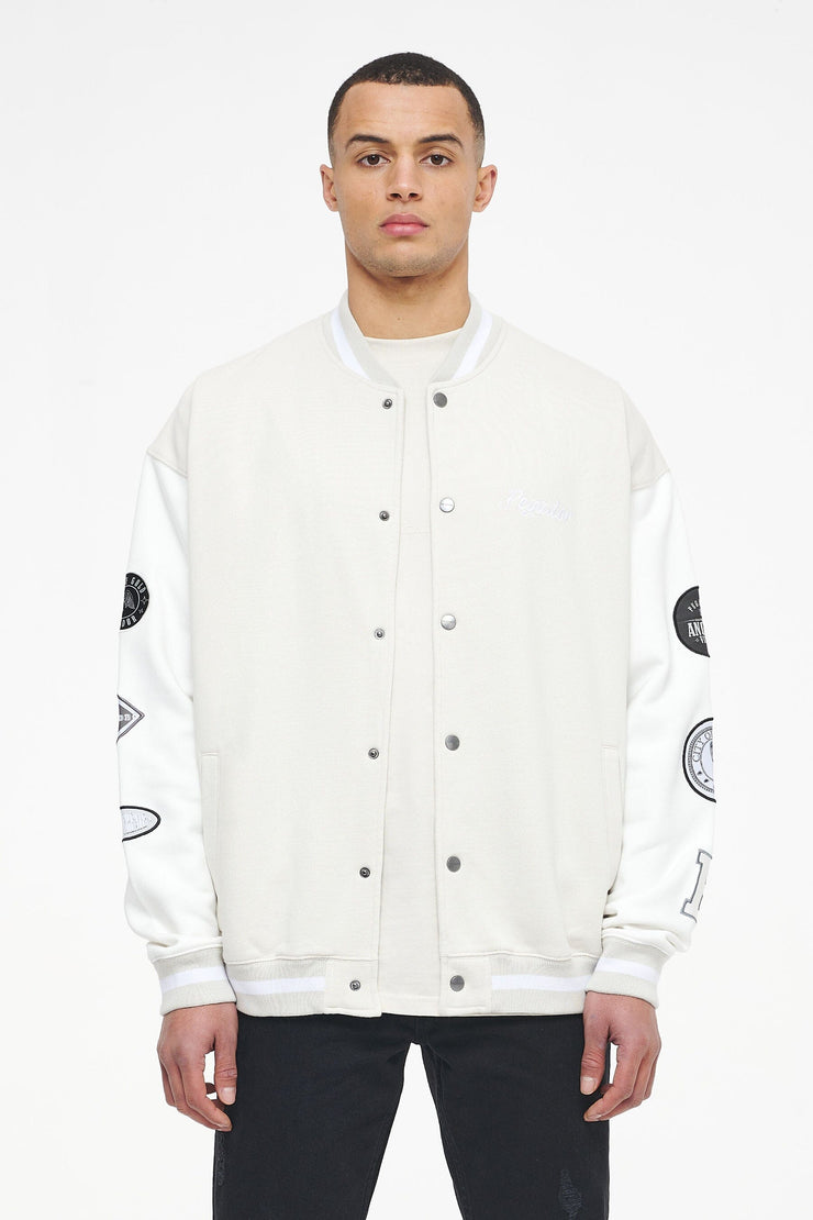 Pegador Yardley Varsity Jacket Washed Angels Cream Bright White