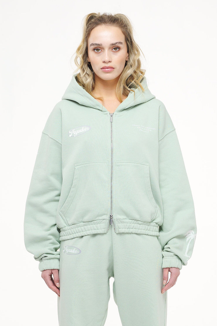 Pegador Hills Cropped Zip Hoodie Vintage Washed Milky Green