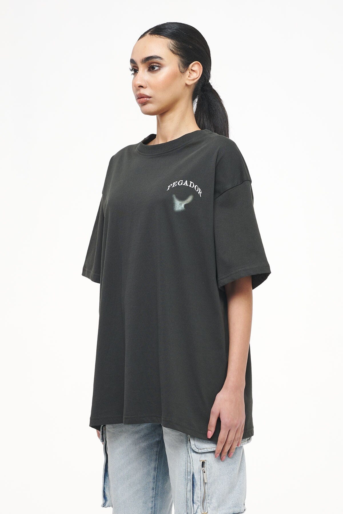 Angel Oversized Tee Vintage Washed Iron Grey Tees | Women Trust The Process | Women 