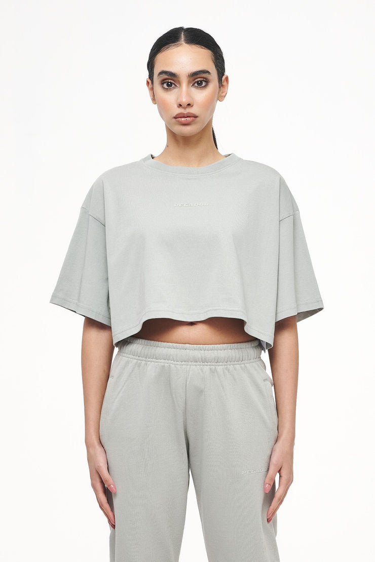 Pegador Layla Oversized Cropped Tee Vintage Washed Quiet Gray Gum