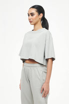 Layla Oversized Cropped Tee Vintage Washed Quiet Gray Gum Tees | Women Trust The Process | Women 