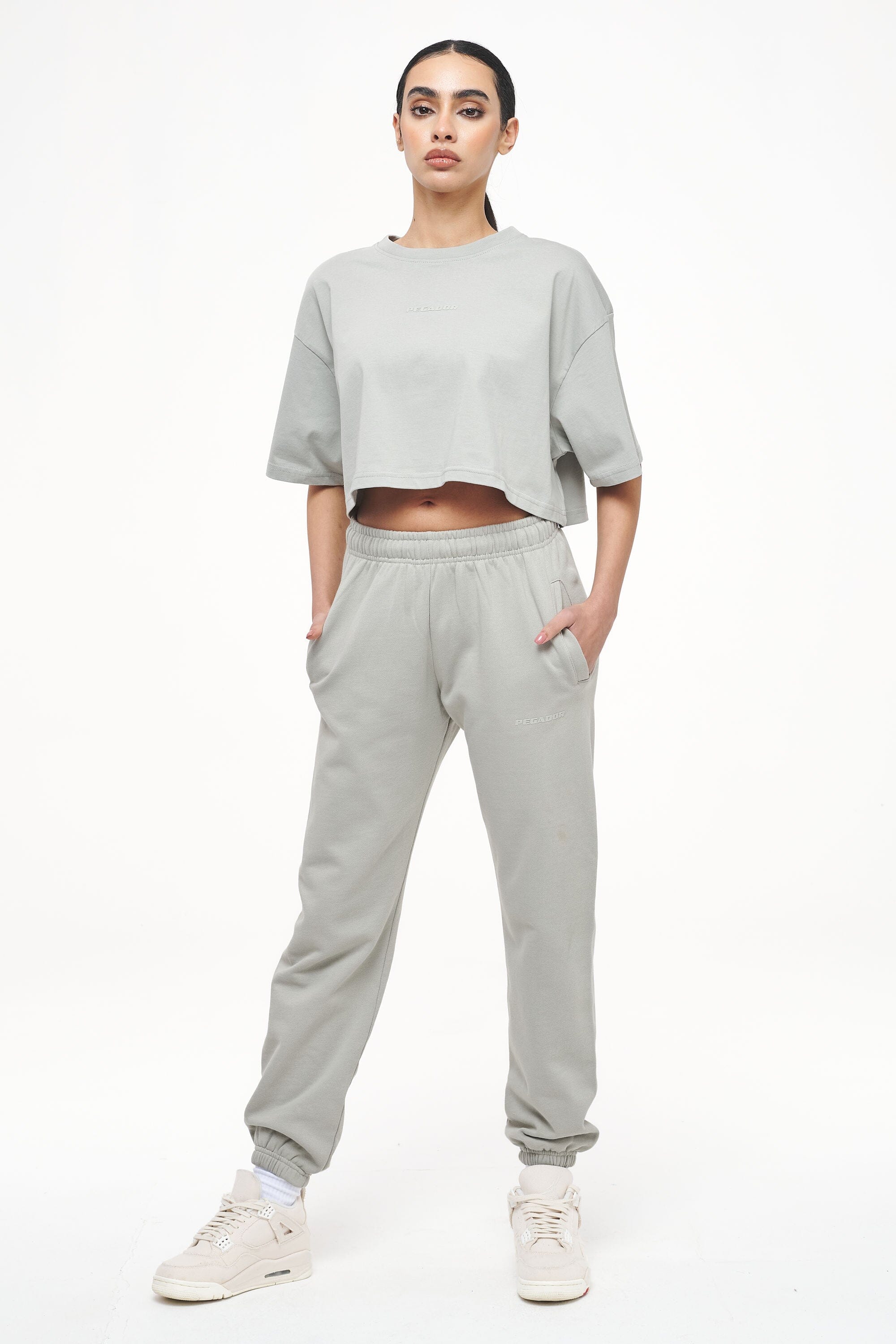Grace High Waisted Sweat Pants Vintage Washed Quiet Gray Bottoms | Women Trust The Process | Women 