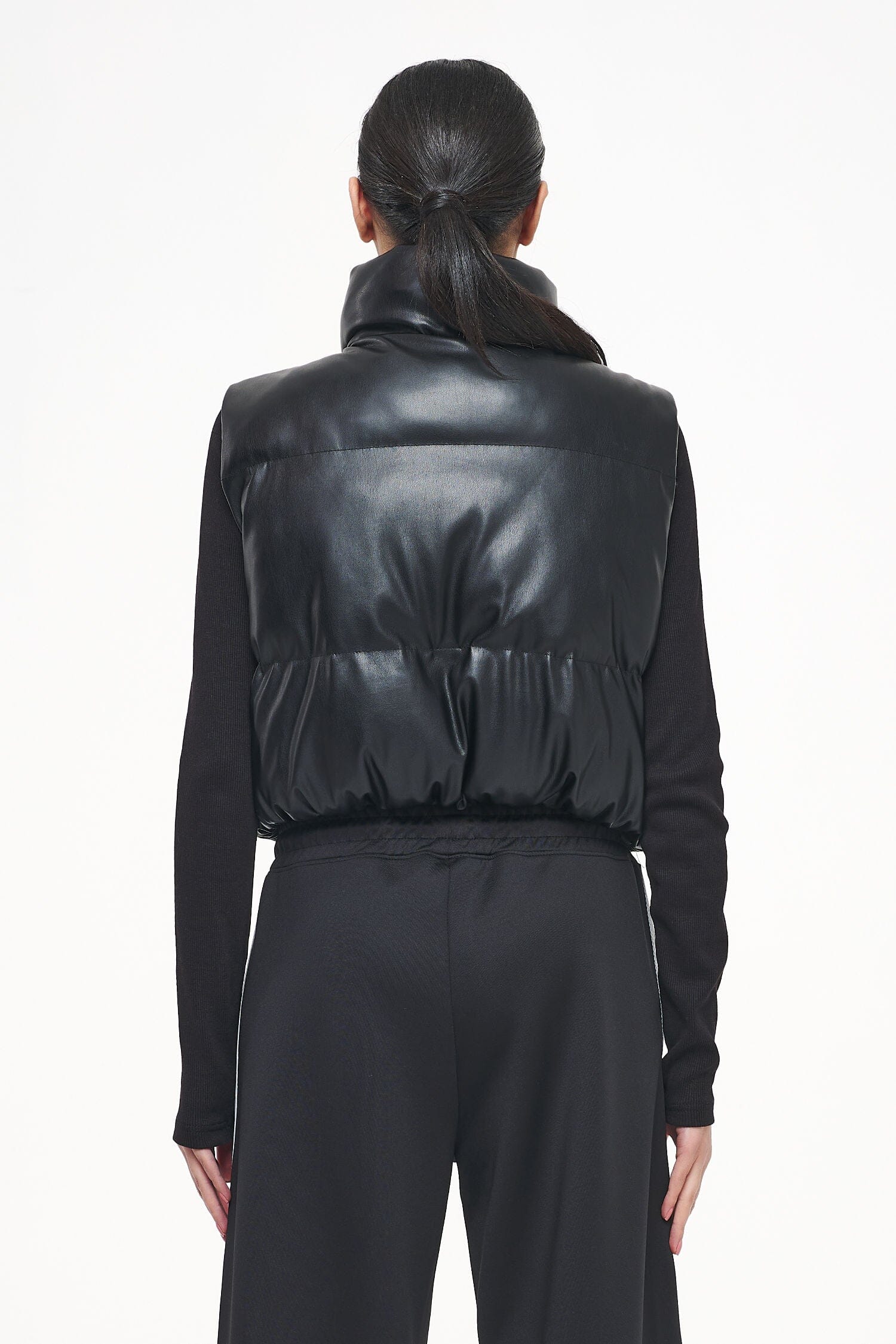 Zito Cropped Faux Leather Vest Black Vest | Female Trust The Process | Women 