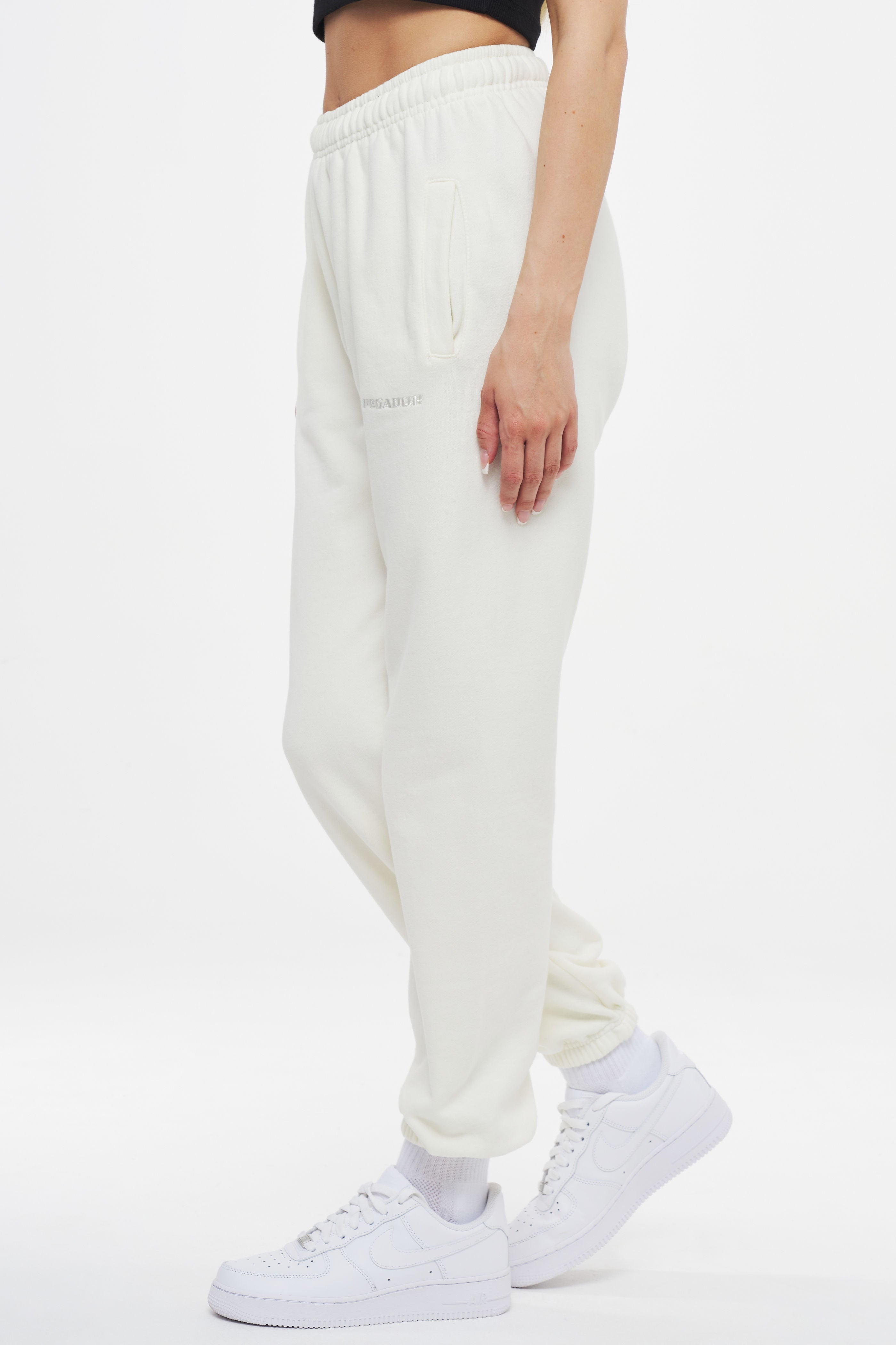 Grace High Waisted Sweat Pants Washed Pearl White Bottoms | Women Ahead of Time Female 