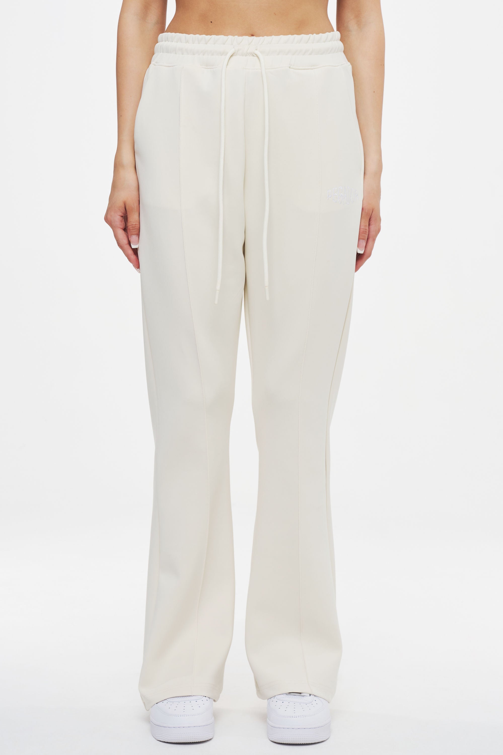 Nola Flared Track Pants Pearl White Bottoms | Women Ahead of Time Female 