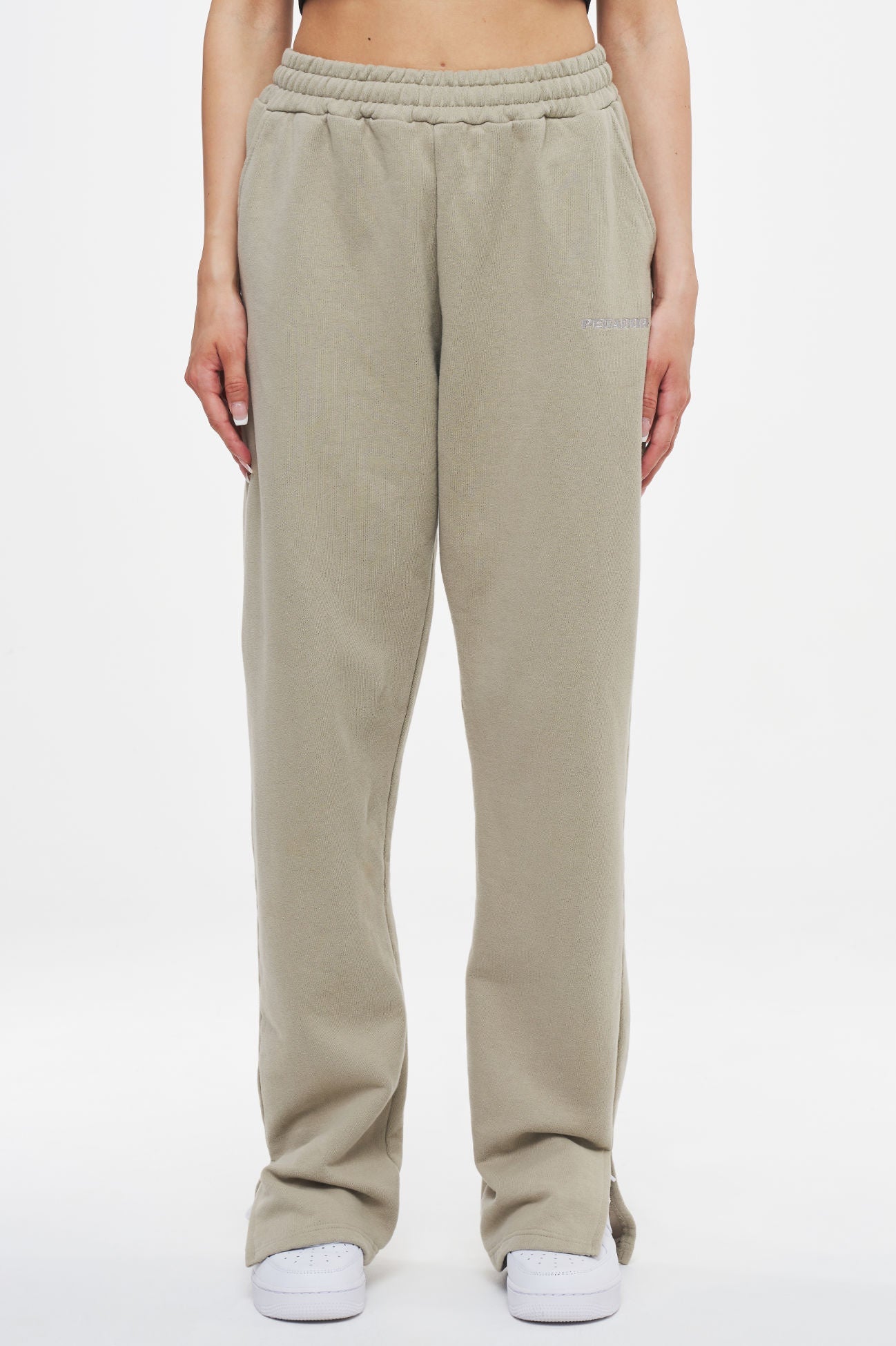 Evie Straight Sweat Pants Washed Almond Bottoms | Women Ahead of Time Female 